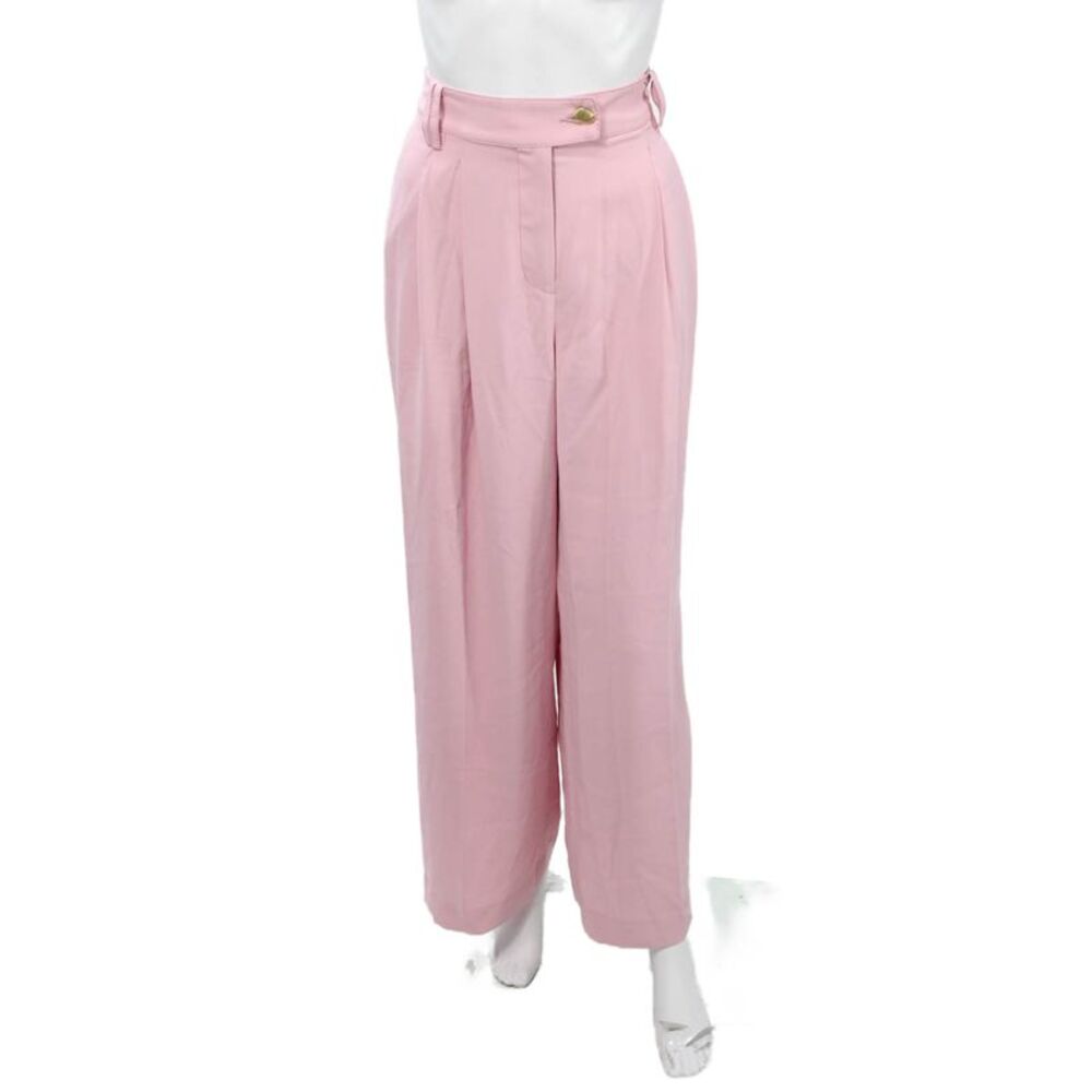 Aje Women Dress Pants Pink Satin Crepe Stretch Size 10